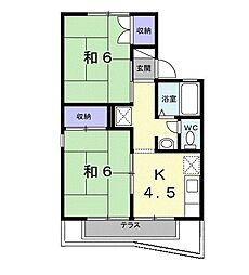 セジュールあきら 2Kの間取図画像