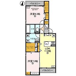 D-ROOM和歌山黒田 2LDKの間取図画像