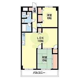 グランドハイツ福島 2LDKの間取図画像