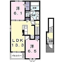 アルドール1 2LDKの間取図画像