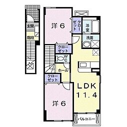 プレシャスコートK東松江 2LDKの間取図画像