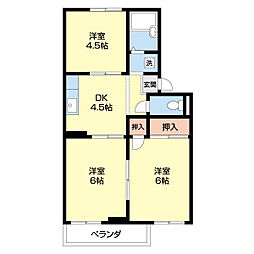 ホワイトハイツ八幡 3DKの間取図画像