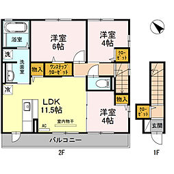 コニファー2 3LDKの間取図画像