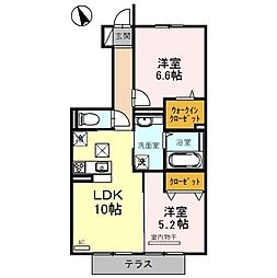 レセンテシャトー 2LDKの間取図画像