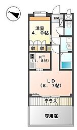 アクアマリンK 1LDKの間取図画像