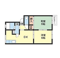 プレジール塩屋 2DKの間取図画像