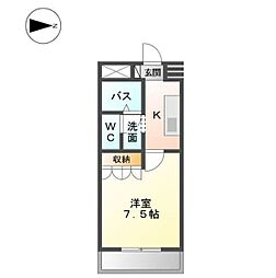 ヒールコート 1Kの間取図画像