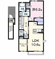 フロレゾンD 1LDKの間取図画像