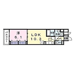 ヒカルサ和歌山城北サウス 1LDKの間取図画像