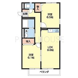 ハイマット 2LDKの間取図画像