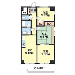 プリムローズ 3LDKの間取図画像