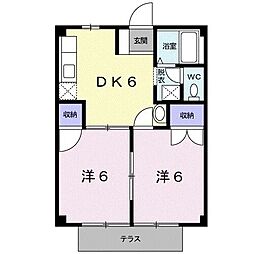 ココアハウス 2DKの間取図画像