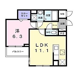 東釘貫丁3丁目アパート(028573502) 1LDKの間取図画像