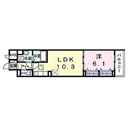 東釘貫丁3丁目アパート(028573502) 1LDKの間取図画像