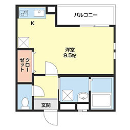 フジパレス和歌山元寺町I番館 ワンルームの間取図画像