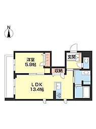 フォンテーヌ西紺屋 1LDKの間取図画像