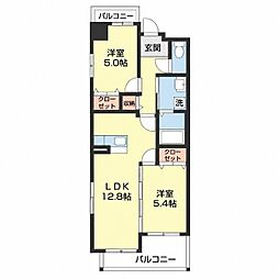 パラッツォ・デルマーレ 2LDKの間取図画像