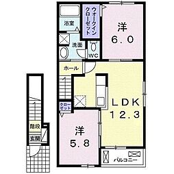 グレイスコート1 2LDKの間取図画像