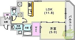 エスティロアール神戸駅前 1LDKの間取図画像