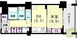 ワコーレハート明舞 1DKの間取図画像