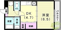 サンオーシャン 1DKの間取図画像