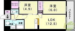 グランリベレ明石 2LDKの間取図画像