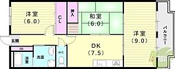 サンハイツ大畑 3DKの間取図画像