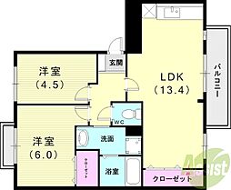 エクセルハイツA 2LDKの間取図画像