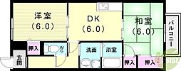 パークイースト 2DKの間取図画像