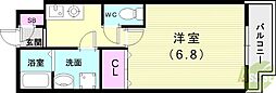 ジーメゾン明石大久保 1Kの間取図画像