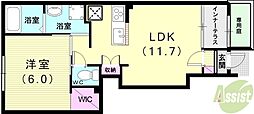 カルマート大久保 1LDKの間取図画像