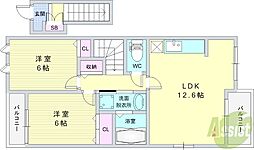フランシェル2 2LDKの間取図画像