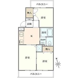 キャニオンマンション第2加賀町 3Kの間取図画像