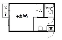 コーポ千尋 5階1Kの間取り