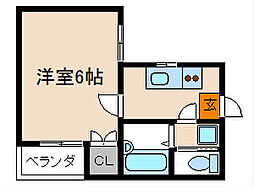 アルカス千本通 4階1Kの間取り