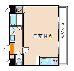 サンシティアビタシオン鴨川 地下1階ワンルームの間取り