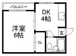 第2マインたなべ 3階1Kの間取り