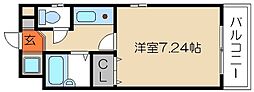 グランピア西陣 1Kの間取図画像