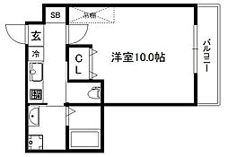 グラヴィスクラマグチ 1Kの間取図画像