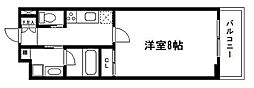 ロゼッタ北山 1Kの間取図画像