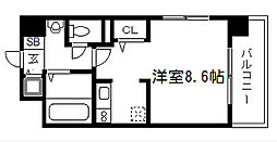 スワンズ京都二条城北 1Kの間取図画像