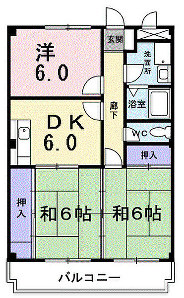 シャルマン 302｜大阪府泉大津市曽根町2丁目(賃貸マンション3DK・3階・56.07㎡)の写真 その2