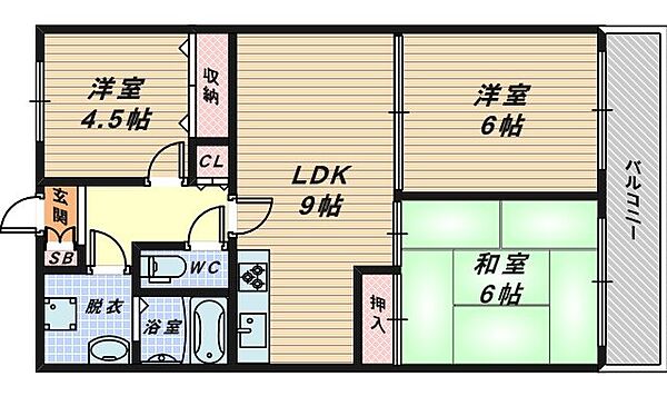 大阪府堺市西区鳳中町10丁(賃貸マンション3LDK・2階・58.00㎡)の写真 その2