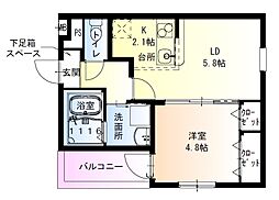 南海線 高石駅 徒歩10分の賃貸アパート 1階1LDKの間取り