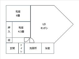 新日本ビル 4階2LDKの間取り