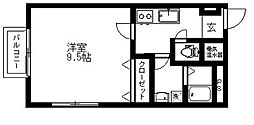 I.ECOI 3階1Kの間取り