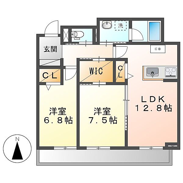 スカイM・A ｜岡山県倉敷市川入(賃貸マンション2LDK・1階・66.34㎡)の写真 その2