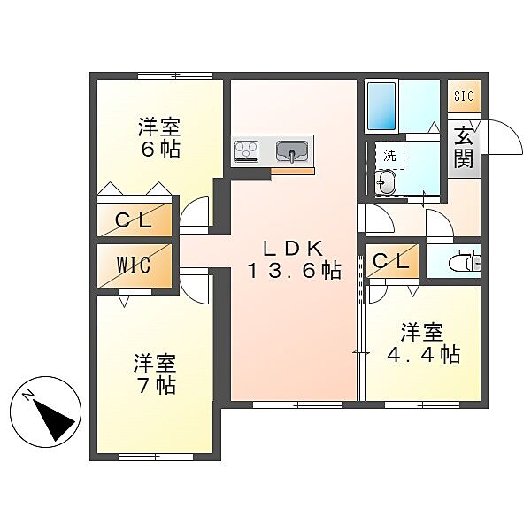 岡山県倉敷市天城台4丁目(賃貸アパート3LDK・1階・65.52㎡)の写真 その2