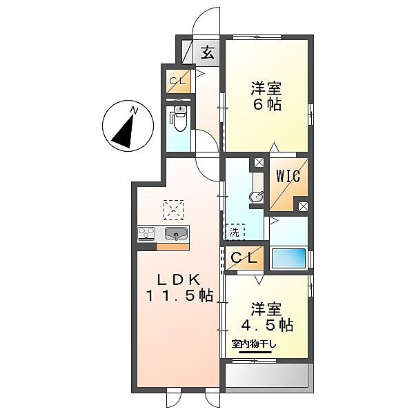 ブルースター東宮Ａ ｜岡山県総社市総社3丁目(賃貸アパート2LDK・1階・53.20㎡)の写真 その2