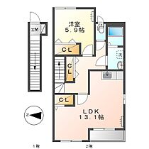 岡山県倉敷市水江（賃貸アパート1LDK・2階・53.82㎡） その2